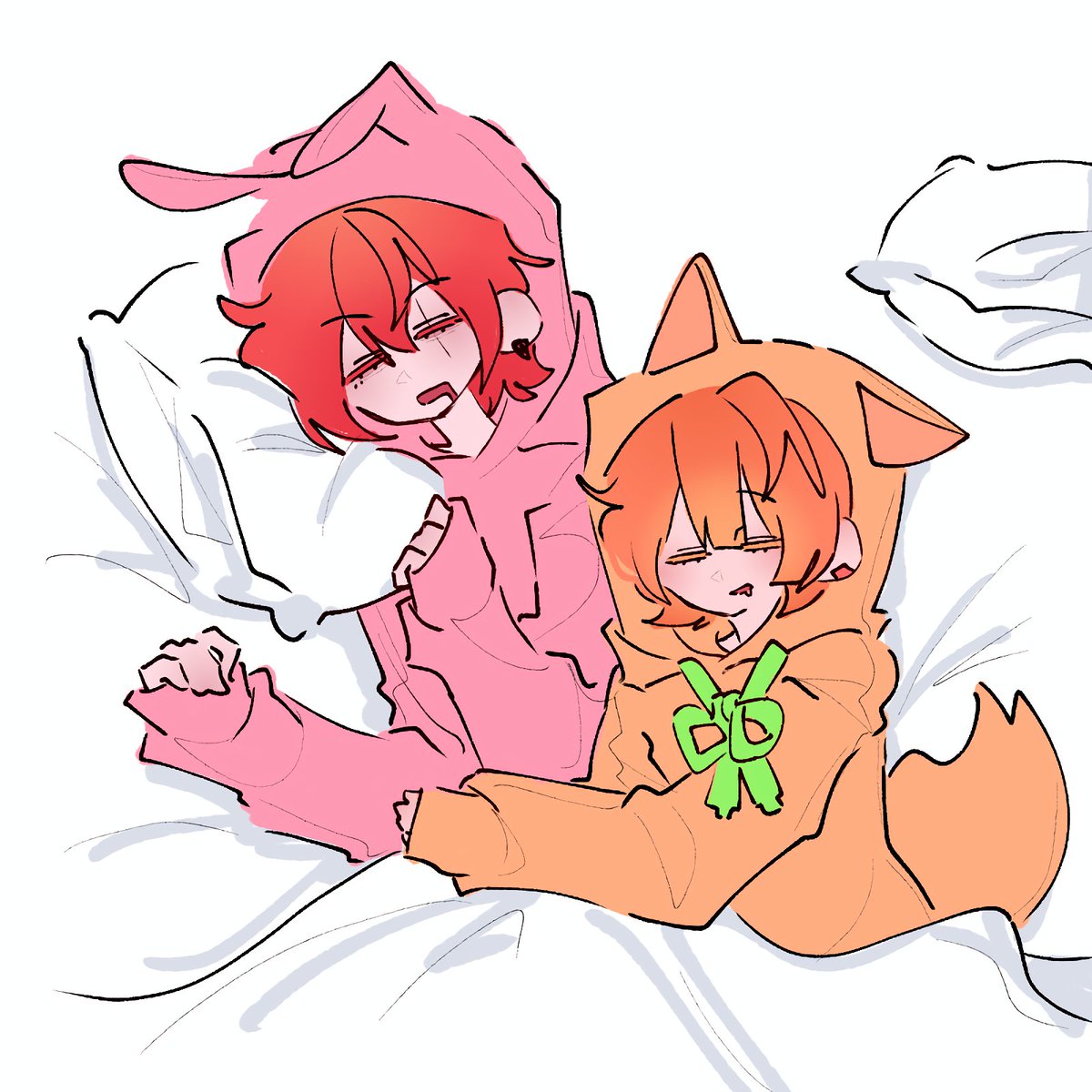 NingNem's tweet image. #Ryu_Art #gemini_art 
동물잠옷❤️🧡