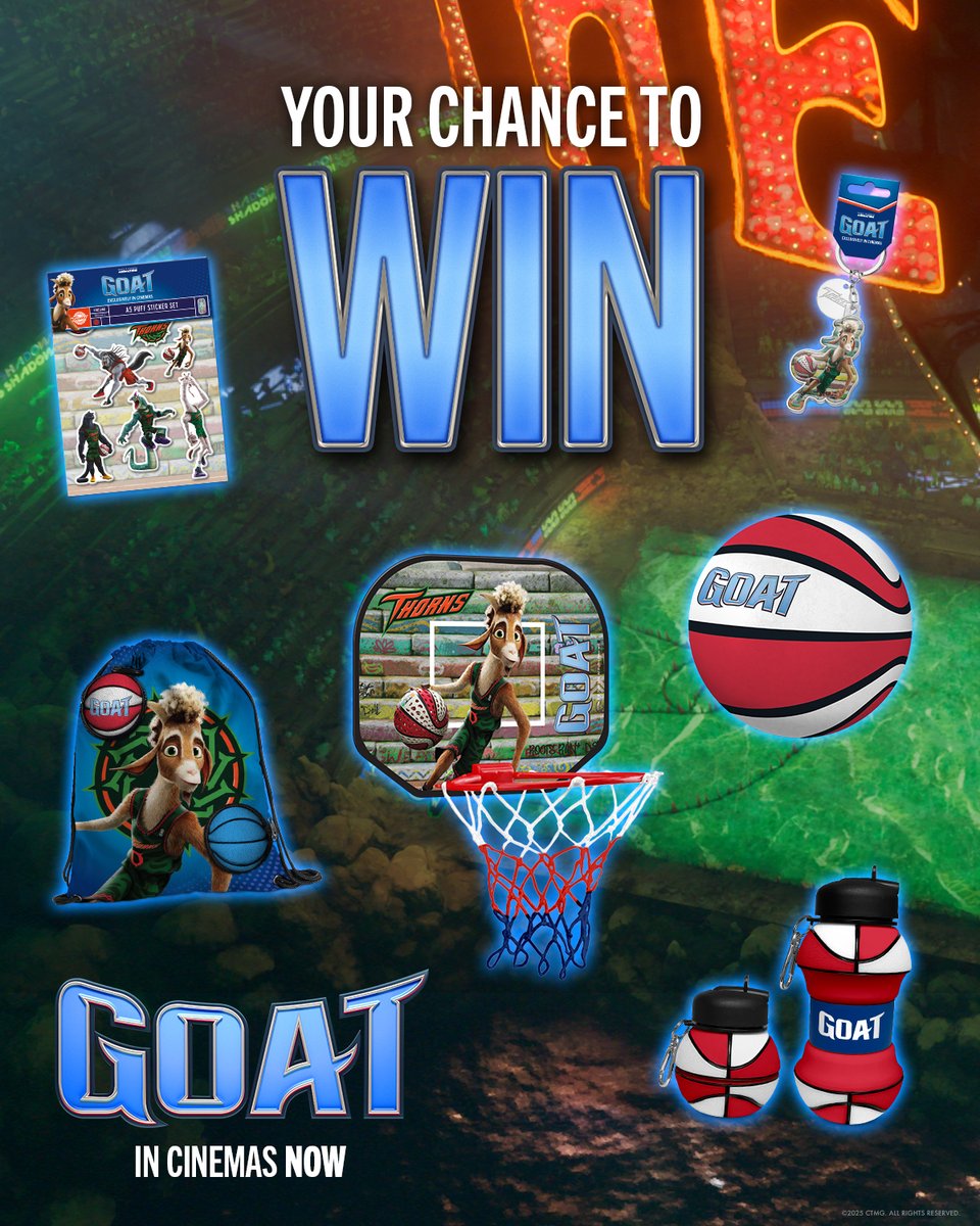 Ready to claim GOAT status? 🏀 

To celebrate the release of GOAT, in cinemas now, we’re giving you the chance to WIN* a top‑tier merch pack. 🐐🔥

Want to enter? Just repost and tag the GOAT in your life. 

*UK &amp; Ireland residents only. 
*T&amp;Cs apply 📲 bit.ly/402pVf7