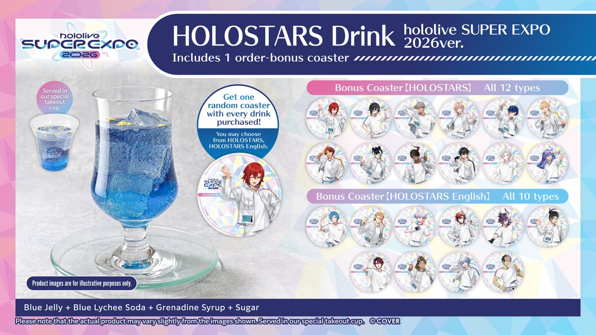 ／
Pre-orders for venue pickup food &amp; drinks at
"hololive SUPER EXPO 2026"
have started on "holocart" 📢
＼

Be sure to check it out ✨

*Please note: Items that sell out during this pre-sale may not be available for purchase on the event day.

🔽Menu details here!