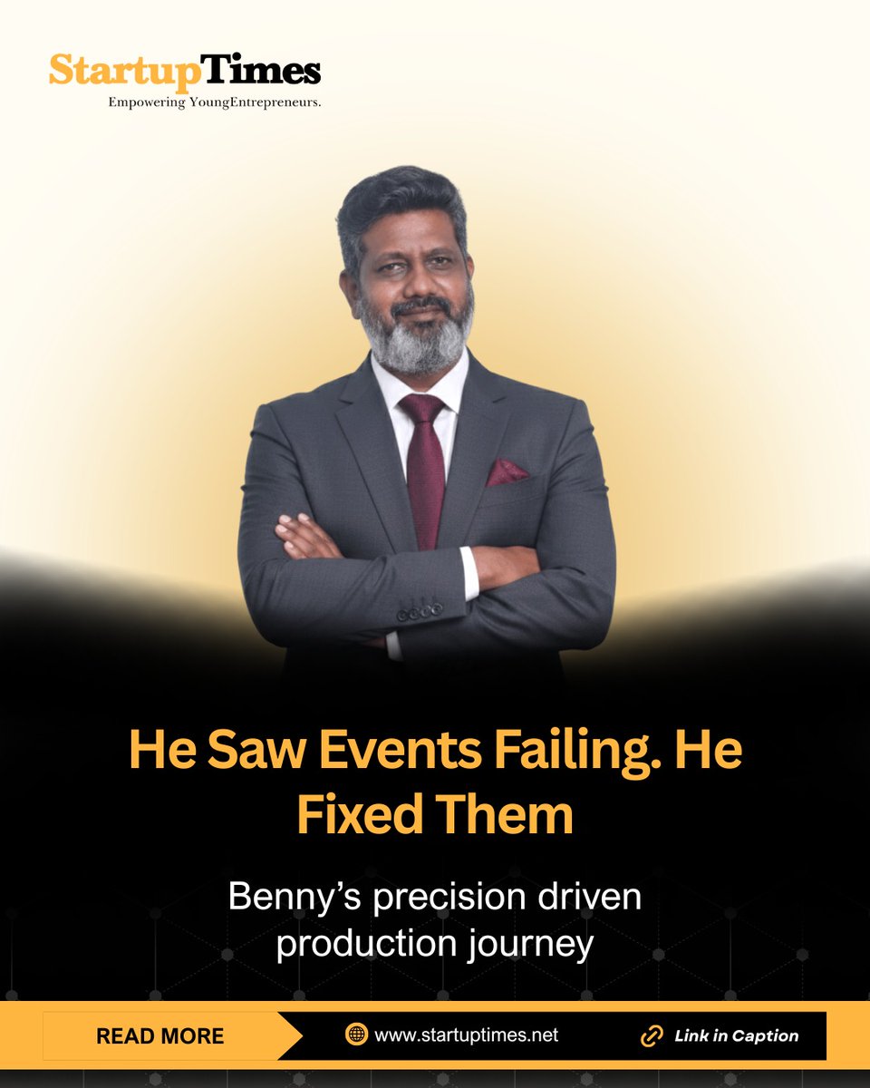 StartupTimes2's tweet image. From corporate strategy to event production excellence, Benny Solomon J built G Productions on precision, discipline, and flawless execution. Discover the journey behind the brand.

Read more zurl.co/E0xo5 

#BennySolomonJ #GProductions #EventProduction