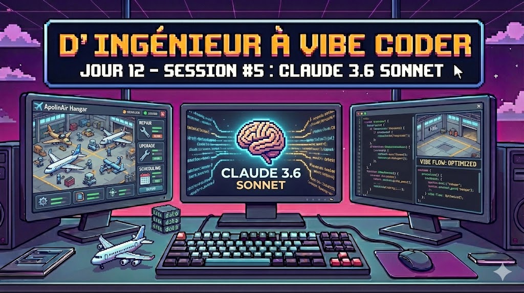 Rems84300's tweet photo. D'ingénieur à Vibe Coder - Jour 12. 🛫

Session Vibe Coding #5 sur ApolinAir ! On s'attaque au Hangar en testant le tout nouveau Claude 3.6 Sonnet.
https://t.co/UPD56tNurq https://t.co/lVvQqdDT0r