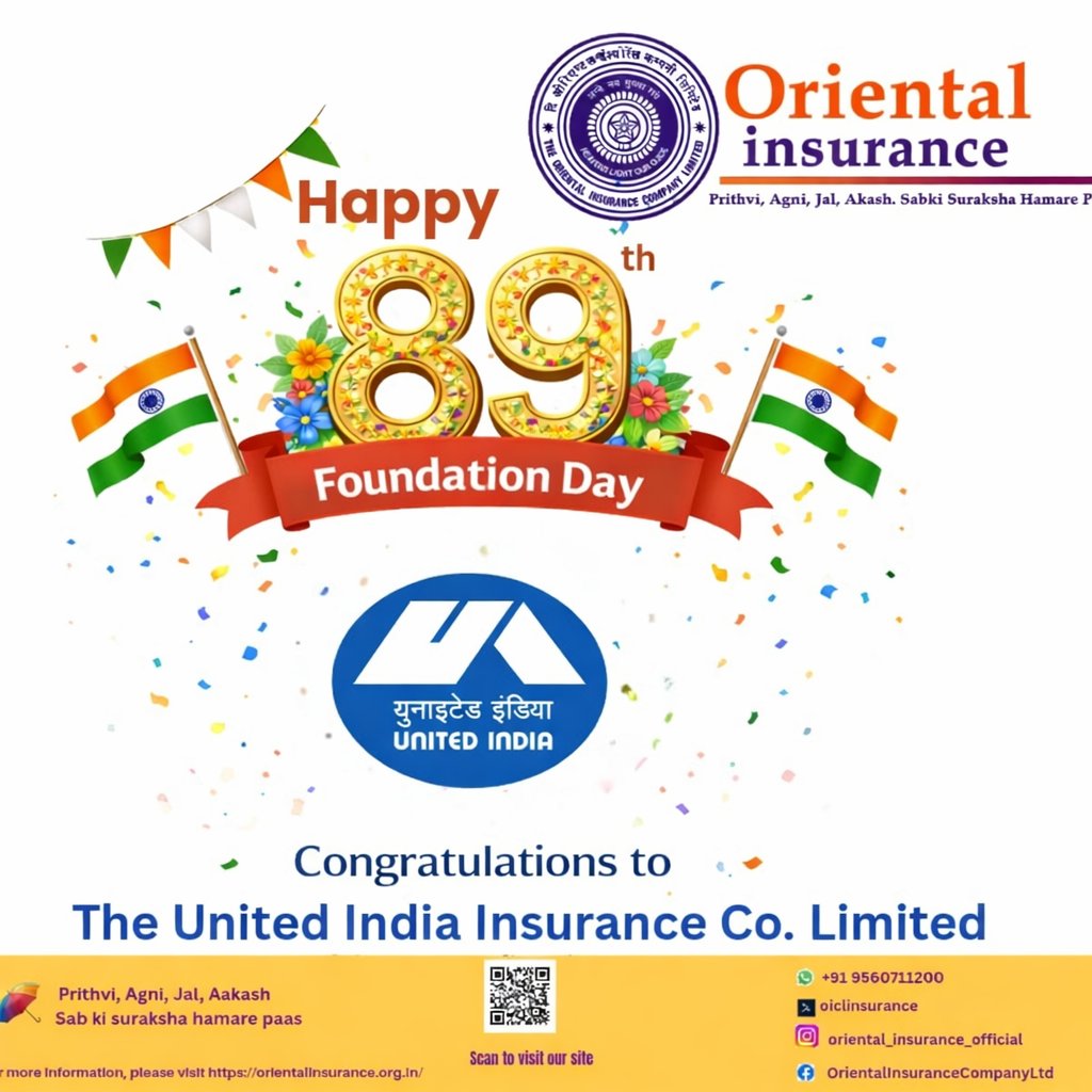 oiclinsurance's tweet photo. Happy 89th foundation Day 
@UnitedIndiaInsu https://t.co/m5WIbkDsJj
