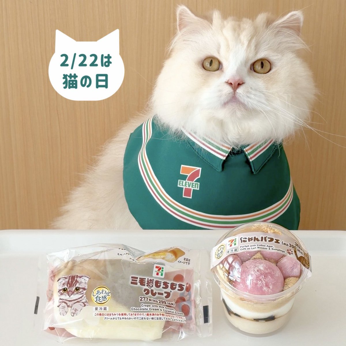 セブンイレブン ねこ店長の金さんです🧡😸💚 今年も #猫の日 限定
