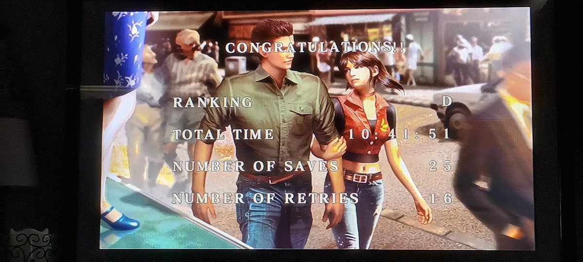 #ResidentEvilCV done... yes, the ranking much like me kinda suck. I remember CV being harder than 1-3 but damn. Took me a bit by surprise.