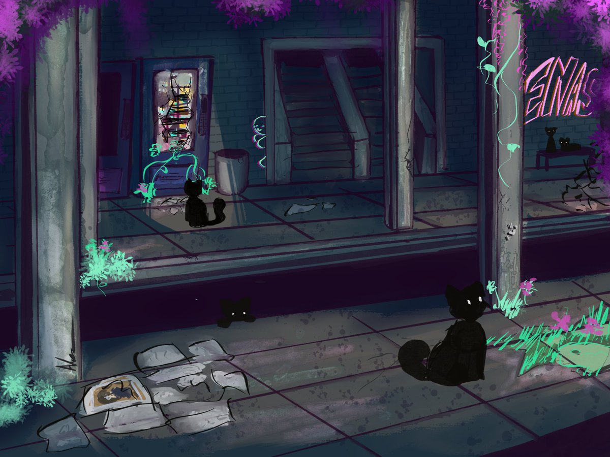 Subway Station 🐈 
#digitalartwork #background #cats
