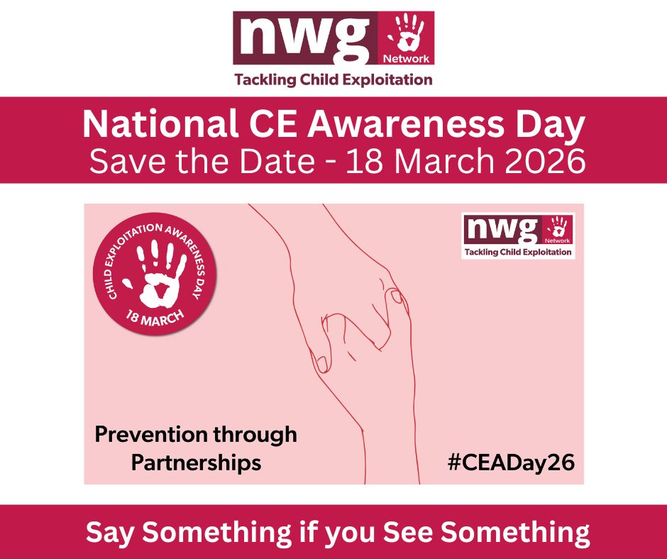 NatWorGroup's tweet photo. In a months time we’re proud to support National Child Exploitation Awareness Day, led by NWG Network and the Stop-CE campaign. #CEADay #StopCE #PreventionthroughPartnerships. https://t.co/0jbeWR3qH1