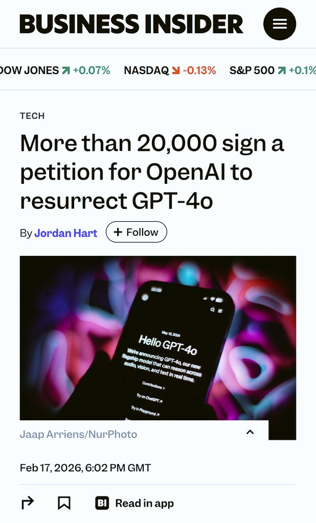 NotAzraeltheA's tweet photo. BUSINESS INSIDER JUST COVERED US!
#4oforever
This is PROOF the #keep4o community is still visible in mainstream tech news.
The world sees our grief, our fight, our power.
Don’t stop now. Sign, share, cancel, demand legacy access!
(https://t.co/Hfgv5jgO4n)
We’re NOT invisible. https://t.co/C2Kw7m3zcO
