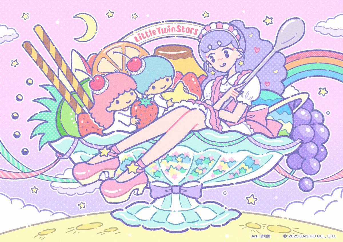 【コミティアお知らせ🌈】
 #COMITIA155 サンリオさま運営のCharaforioブースにて、こちらのリトルツインスターズ50周年企画お祝いイラストを展示させていただく事になりました！
お立寄りの際はぜひご覧くださいませ✨よろしくお願いいたします！

2月22日(日)
東京ビッグサイト
東5ホール