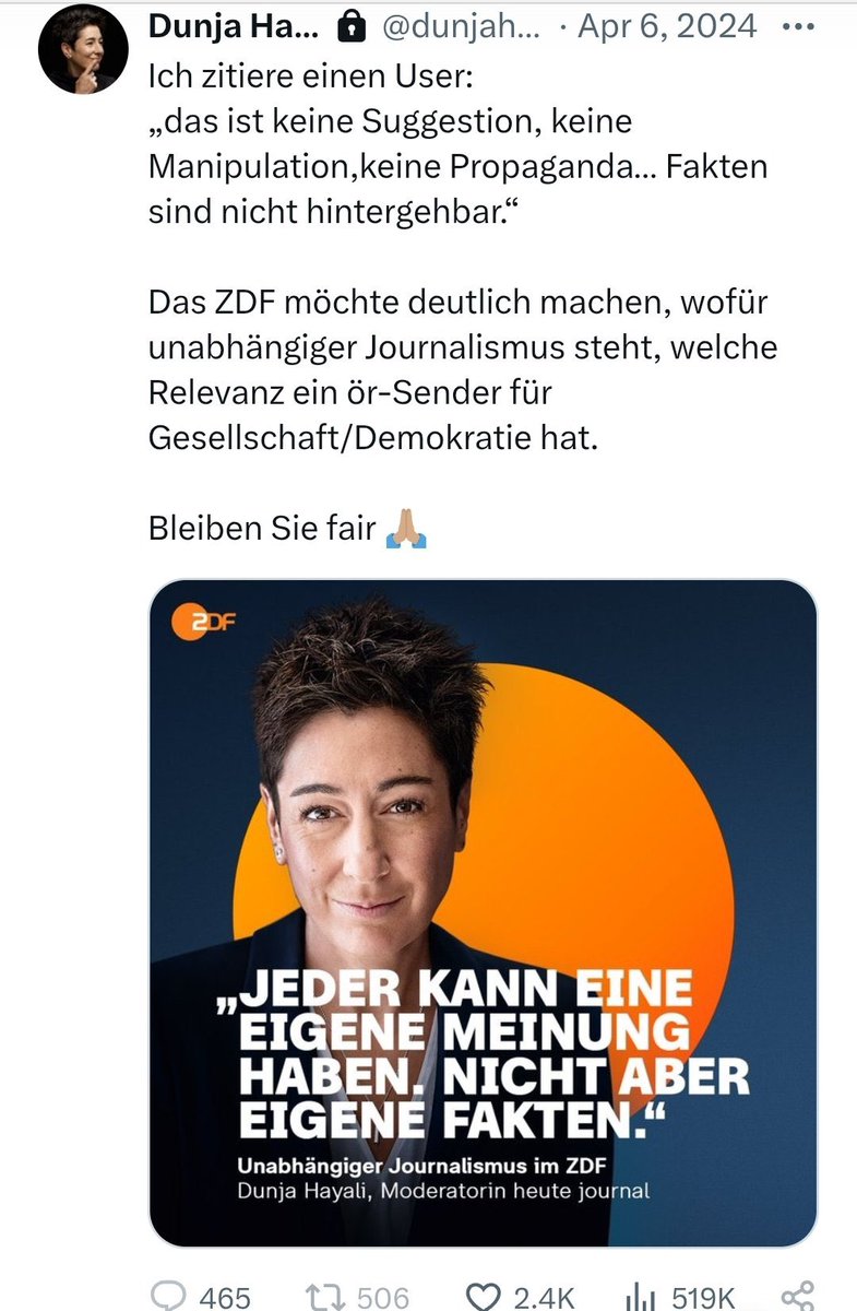 Seit gestern wissen wir (leider vorwiegend die X‘ler), dass doch jeder seine eigenen Fakten haben kann, besonders beim ZDF.