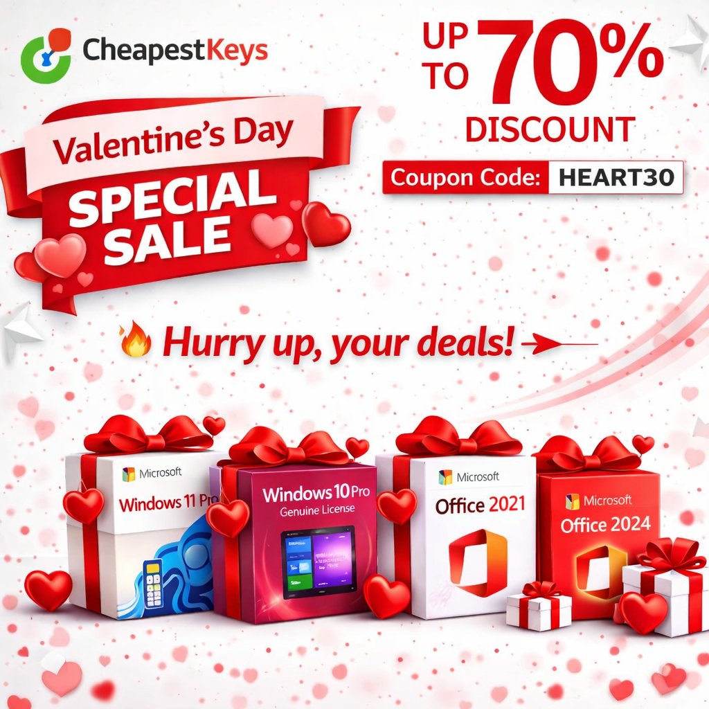 Genuine_license's tweet photo. Valentine’s Day Software Special – Exclusive Savings on Microsoft Digital Products
💝 30% OFF all eligible Microsoft digital product keys
🏷️ Use Coupon Code: HEART30
⏳ Limited-time Valentine’s promotion
🔗 Shop now: https://t.co/osWsNQBR7t
#ValentinesDaySale #MicrosoftSoftware https://t.co/9AVrTOPVwm