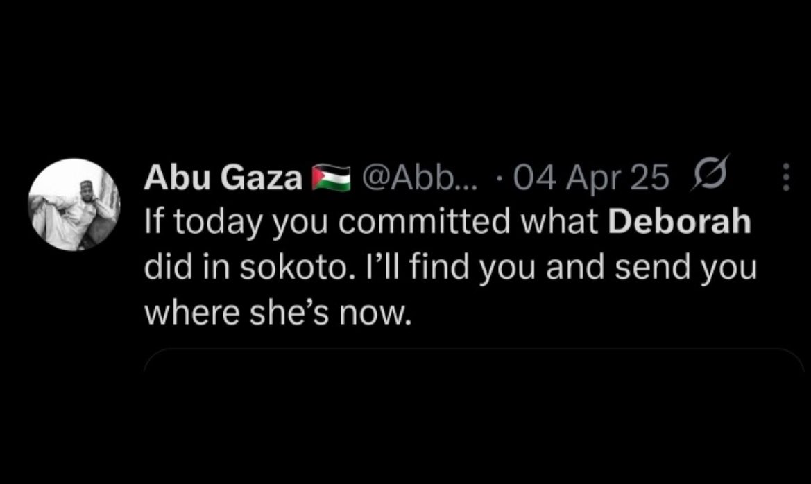 <a href="/AmnestyNigeria/">Amnesty International Nigeria</a> <a href="/AbbakarAffan/">Abu Gaza 🇵🇸</a> You guys are bandit apologists 

You support someone who threatened to unalive someone for blasphemy
