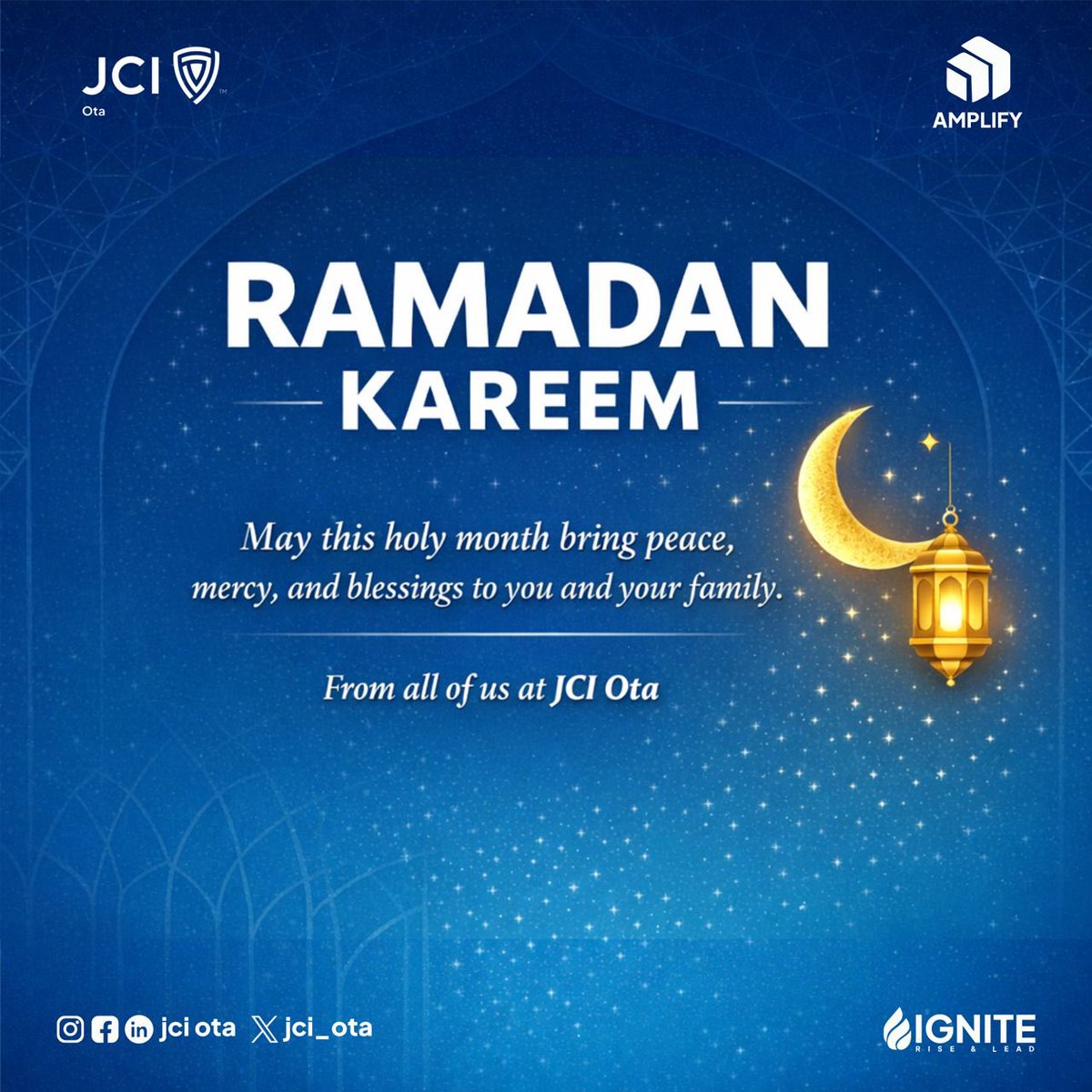 JCI_OTA's tweet photo. Ramadan Kareem!
As we welcome the holy month of Ramadan, may it bring us peace, mercy, and renewed purpose. May our hearts be filled with compassion, gratitude, & unity.
From all of us at JCI Ota, we wish you a blessed and fulfilling Ramadan.
#IGNITE
#JCIOTA
#AMPLIFY
#JCIN
#JCI https://t.co/8WeZ7JX38B