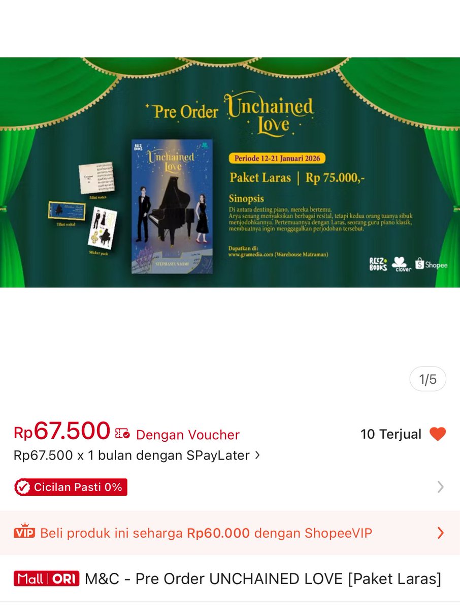 Unchained Love paket Laras lagi turun harga bangeeet 🤩 mumpung masih dapet merch mini notes, sticker dan bookmark, kalo kata aku sih gas CO ;) 

🔗 id.shp.ee/5zEgDJY
