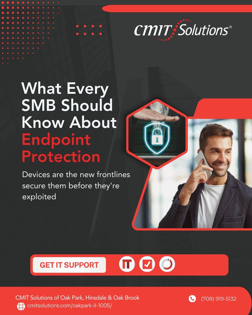 Every laptop, phone, and tablet connected to your business needs endpoint protection. Antivirus alone isn’t enough. We implement EDR, monitoring, and update controls to keep your devices safe. Visit cmitsolutions.com/oakpark-il-100… or call (708) 919-5132 #cmitsolutions