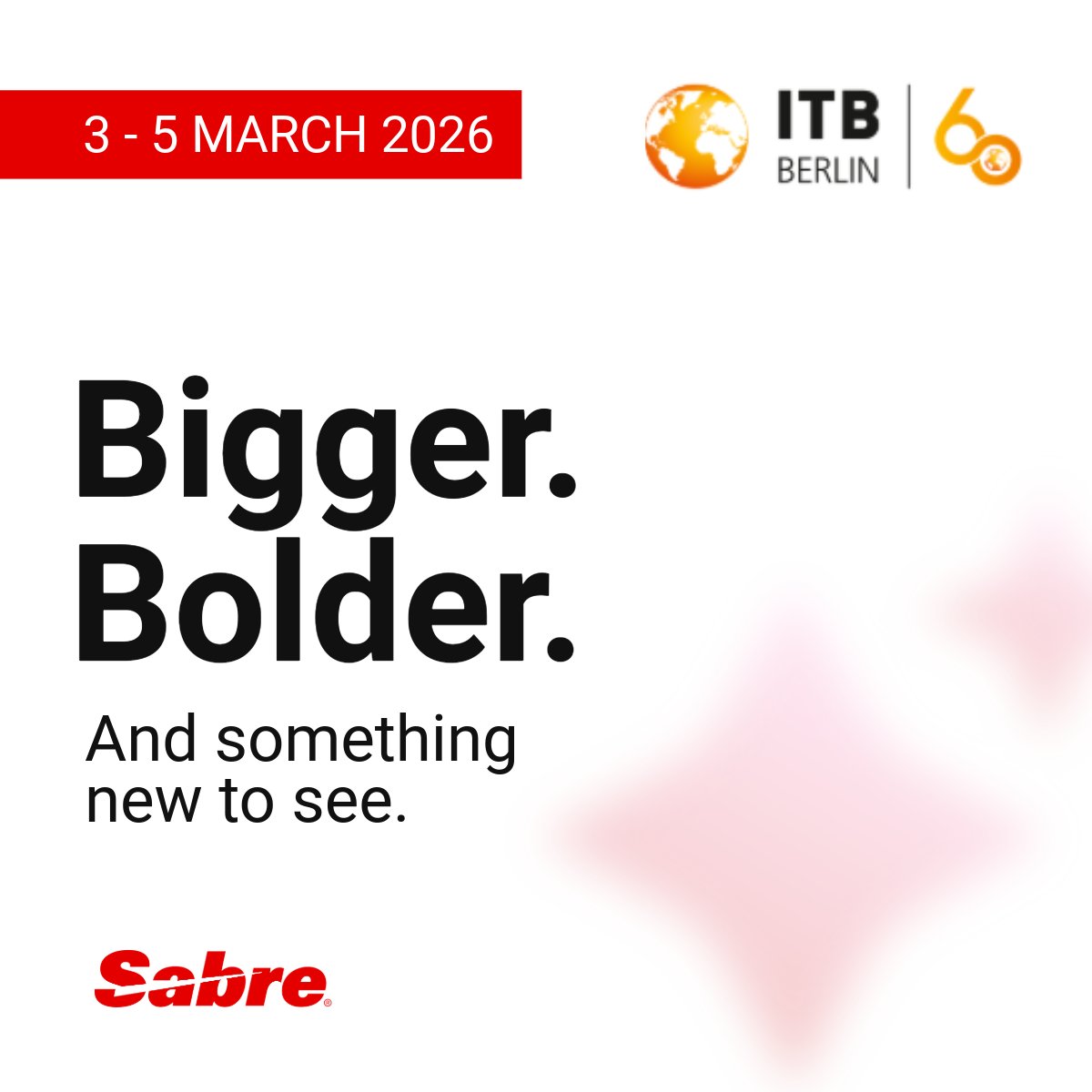 Sabre_Corp's tweet photo. Find out more about agentic AI and see the newest products from Sabre Mosaic™ in action.
 
A big Sabre crew will be there. We'll be hard to miss.
 
See you in Berlin.
#ITB2026 https://t.co/xsXOymoWPT