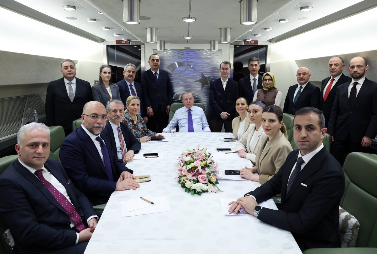 trtafrika's tweet photo. Turkish President Recep Tayyip Erdogan on his way back from Ethiopia:  

- If we want to unlock Africa's potential, one of ways to do so undoubtedly involves Ethiopia 
- We do not view issues in Africa through a self-serving, biased lens 
- Mutual respect and equal partnership are the foundation, guiding compass, and unwavering principle of our Africa policy