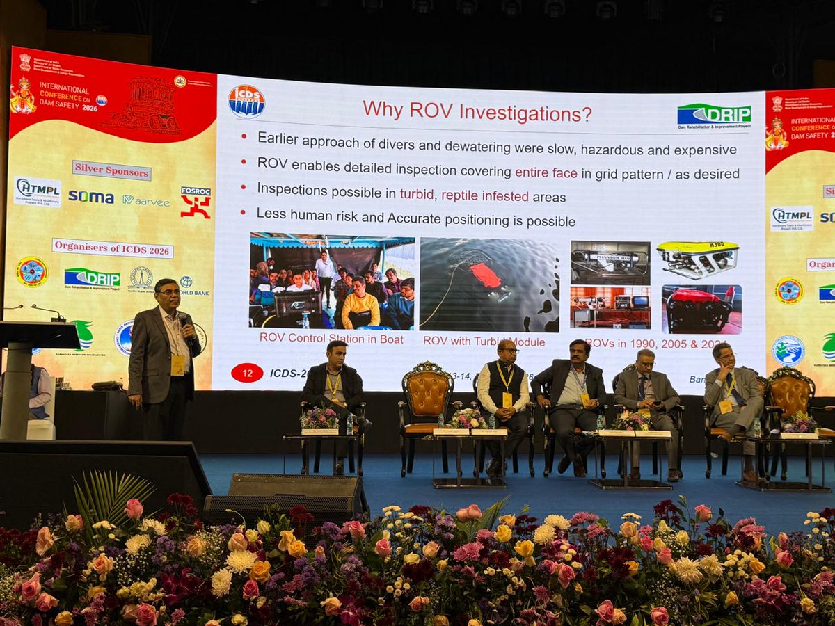csmrsdelhi's tweet photo. On Day-1 of International Conference on Dam Safety (ICDS) 2026, Dr. Manish Gupta, Scientist-E, CSMRS, spoke on advanced dam safety evaluation tools such as geophysical investigations and ROV under theme focused on "Innovation in Structural Health Assessment of Dams and Rehabilitation" #DamSafety #Geophysics #ROV #Innovation #JalShakti #ICDS2026 #StructuralHealth
