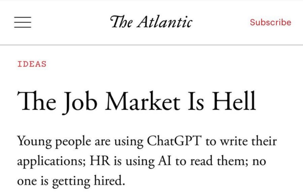 "The job market is hell," per the Atlantic.