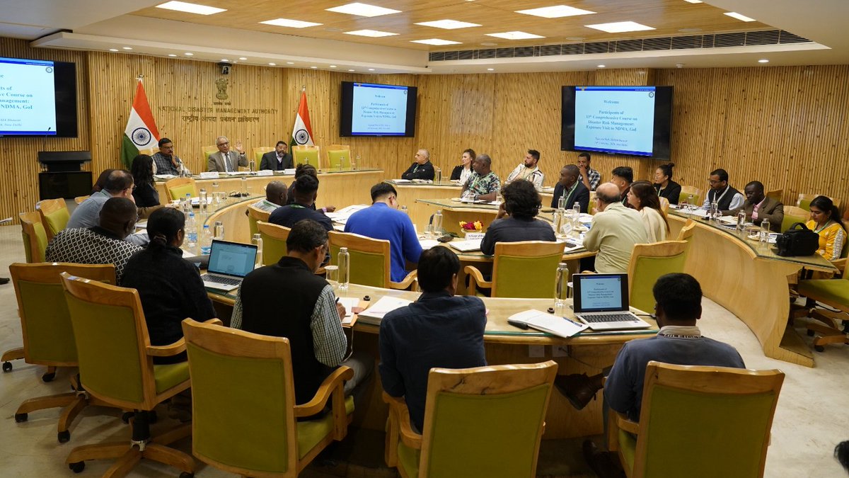 ndmaindia's tweet image. Participants of the International Course on 13th Comprehensive Disaster Risk Management (DRM), organised by @nidmmhaindia, visited @ndmaindia as part of their orientation programme. 
#NDMA #DRR #disasterstudies #nidm