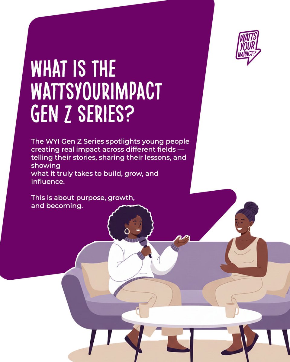 wattsyourimpact's tweet photo. The WattsYourImpact Gen Z Series shares real stories from young Africans navigating shifting expectations around career, identity, access, and opportunity — and what it takes to grow through it all.

#WattsYourImpact #GenZVoices #AfricanYouth #ImpactDriven https://t.co/6qdtIE2EPo