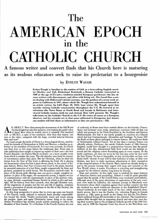 amywelborn2's tweet image. Evelyn Waugh on Ash Wednesday in New Orleans, written for LIFE magazine:

"….There is witchcraft in New Orleans, as there was at the court of Mme. de Montespan. Yet it was there that I saw one of the most moving sights of my tour. Ash Wednesday; warm rain falling in streets