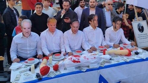 Osint613's tweet image. A provocative display in Antalya, Turkey, depicted Benjamin Netanyahu and Donald Trump consuming the organs and blood of Palestinian children, an installation placed outside a school.