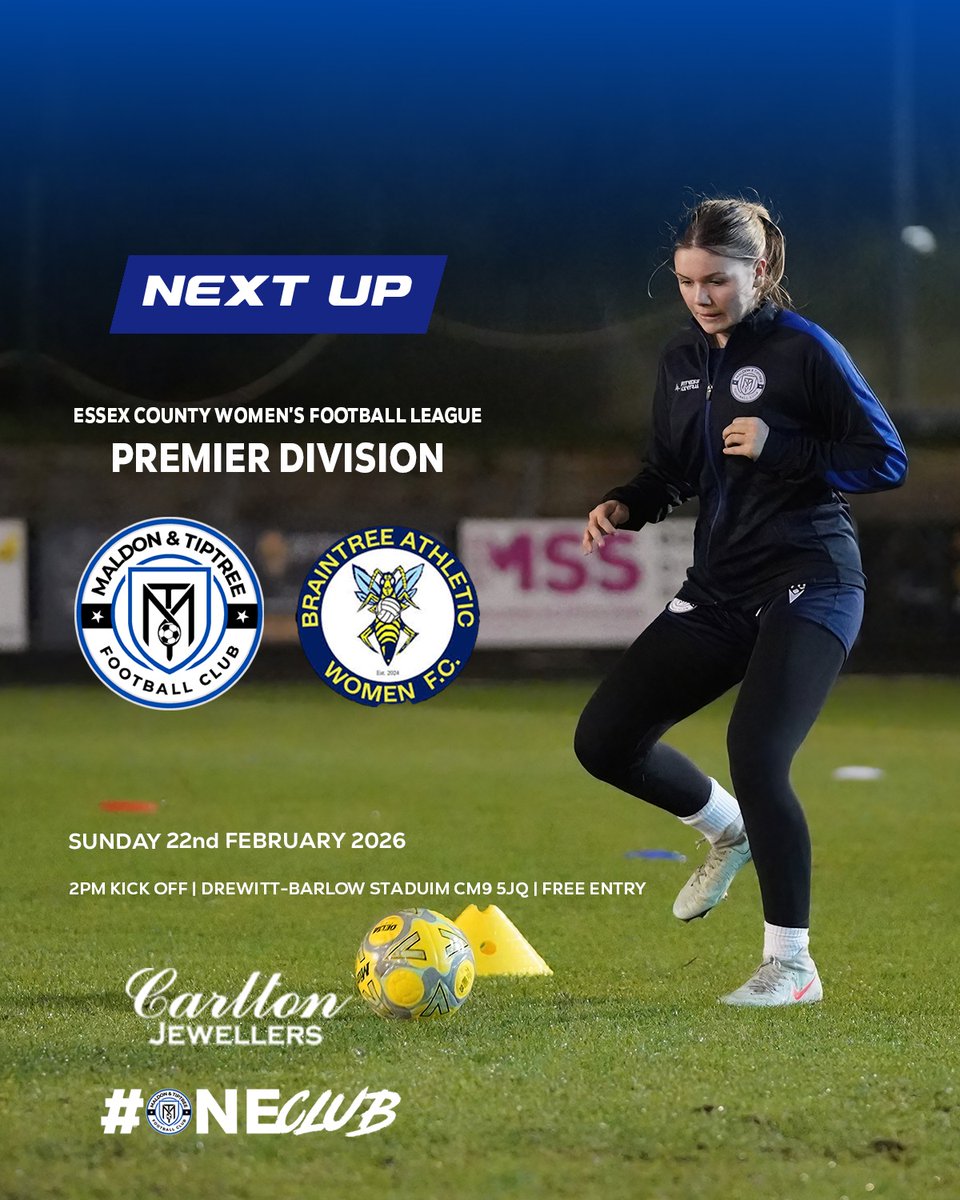 NEXT UP FOR THE JAMMERS 🍓

We are back at the Drewitt-Barlow Stadium for a league game against Braintree Athletic.

Get down and support your team! 

#OneClub #MandTWomen #BeThere
