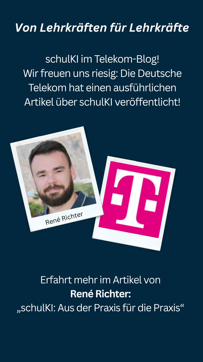schulKI_de's tweet image. René Richter gibt spannende Einblicke in:
👉 Die Entwicklung von schulKI
👉 Wie wir Datenschutz &amp;amp; Sicherheit garantieren
👉 Warum wir als Lehrkräfte für Lehrkräfte entwickeln
👉 Wie KI individuelles Lernen ermöglicht

Zum Artikel: telekom.com/de/blog/konzer…

#twlz #schulKI #telekom