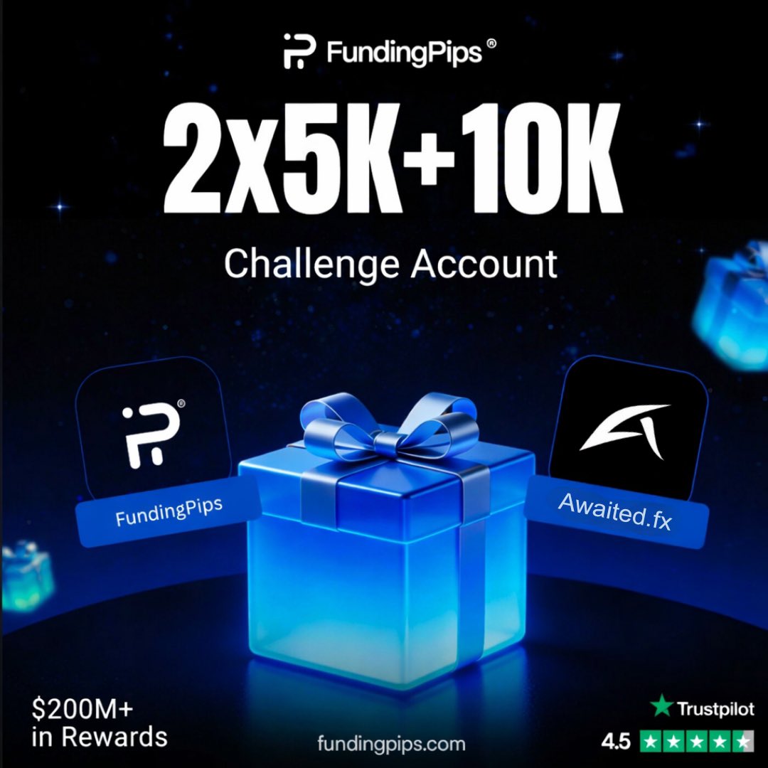 🚨 GIVEAWAY ALERT 🚨

Win 10K /2×5K Challenge Accounts 🎁

🎟 Bonus Code - AWAITED (20% OFF)

How to Enter 👇
1️⃣ Follow <a href="/SantanuKD2003/">Awaited FX</a> <a href="/fundingpips/">FundingPips</a> <a href="/SalimAbrar2/">Pips_Conqueror</a> <a href="/risers343/">RISE</a> 
2️⃣ Like ❤️ &amp; Retweet 🔁
3️⃣ Tag 3 trader friends
4️⃣ Comment your 2026 trading goal

Winners announced soon!