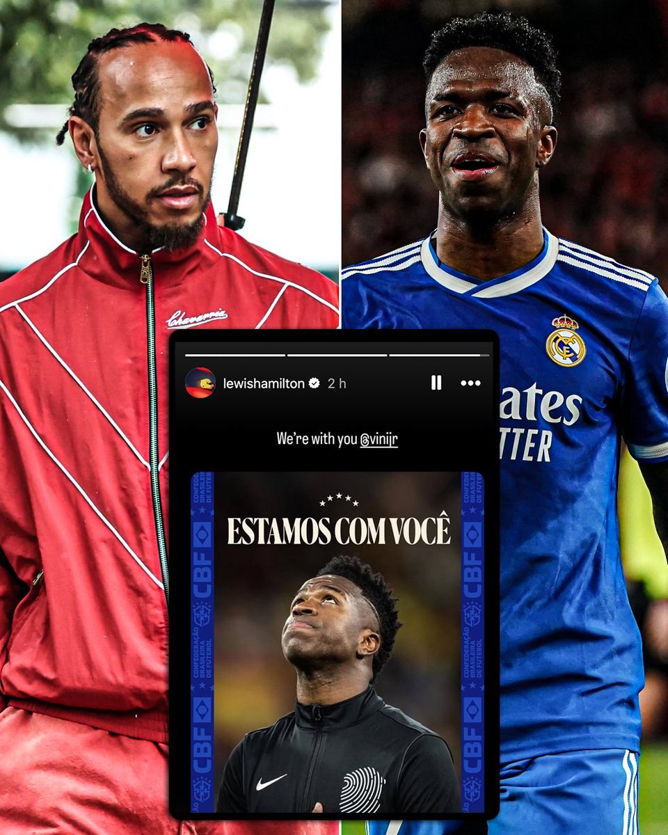 ESPNF1's tweet image. Lewis Hamilton showing his support for Vinicius Jr. 🤝