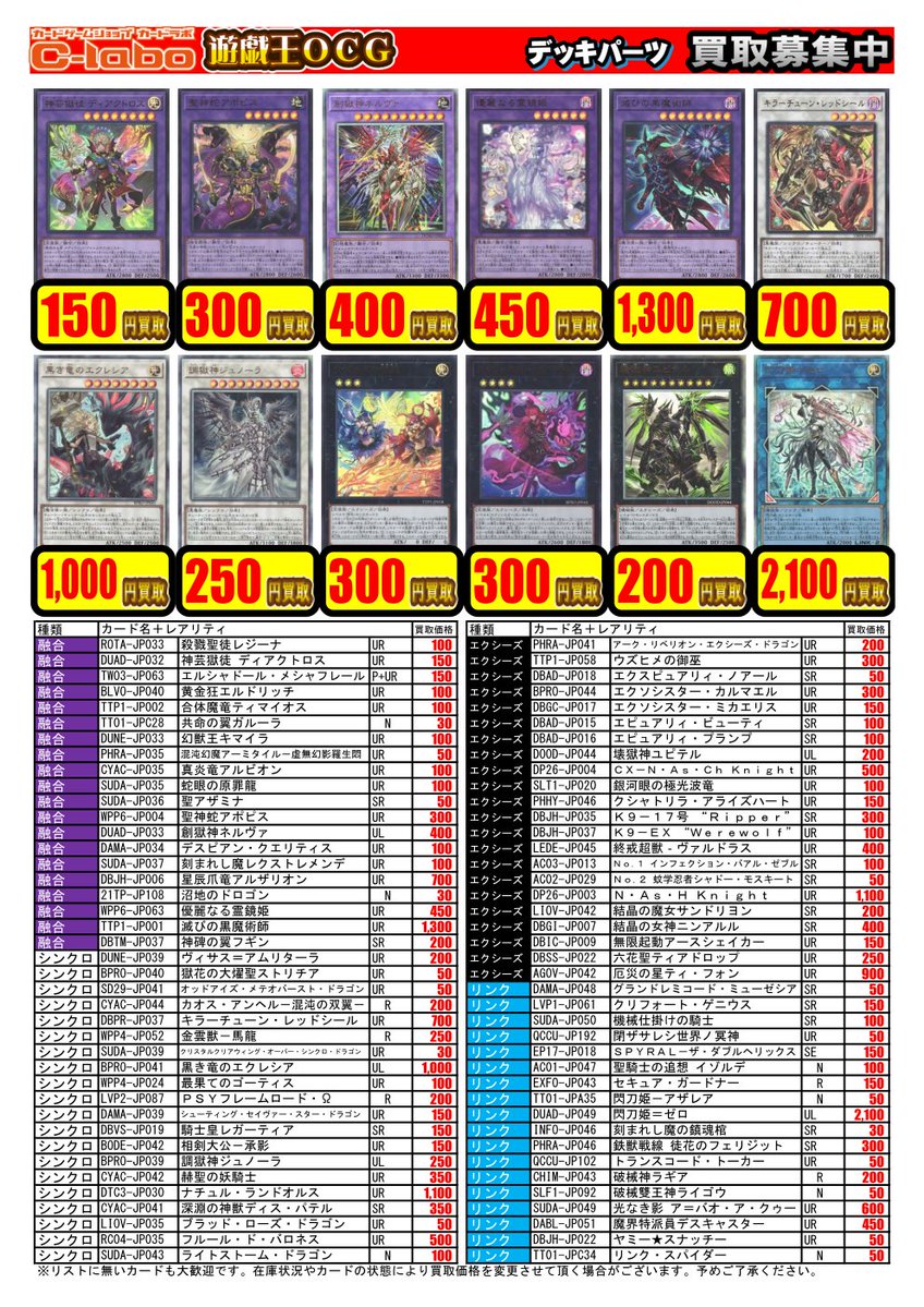 遊戯王OCG買取情報】 デッキパーツのお買取情報を更新しました‼ 人気の
