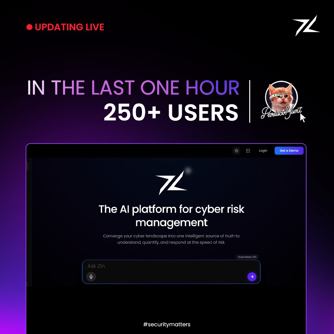 securezeron's tweet image. 250+ security leaders in the last hour. 

Not traffic. Just Demand. 

Security leaders want intelligent cyber decisions, not more dashboards. ZIN Advisor is the command layer between risk and leadership.

Try it: producthunt.com/products/zin-a…

@ProductHunt #ProductHunt #ZINAdvisor