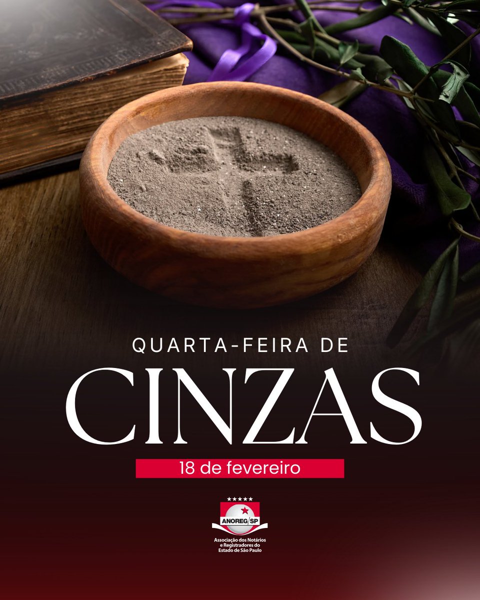 anoreg_sp's tweet photo. A quarta-feira de Cinzas marca o início da Quaresma, um período de reflexão, renovação e preparação espiritual para a Páscoa.

#anoregsp https://t.co/QRdm5UdzUq