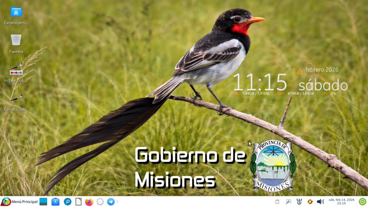 El Gobierno de Misiones tiene un Sistema Operativo Libre para las oficinas de la administración pública
Presentamos GobMis GNU/Linux v5.0 "Yetapá" 🇦🇷🐧 para fortalecer la soberanía tecnológica
Visitá nuestro sitio distro.misiones.gob.ar para conocer sus características