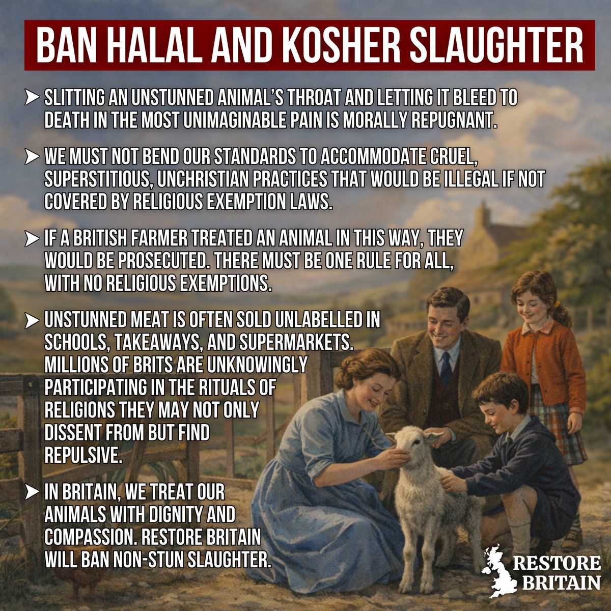 RestoreBritain_'s tweet image. If you want halal and kosher slaughter banned, join Restore Britain.

restorebritain.org.uk/join_us
