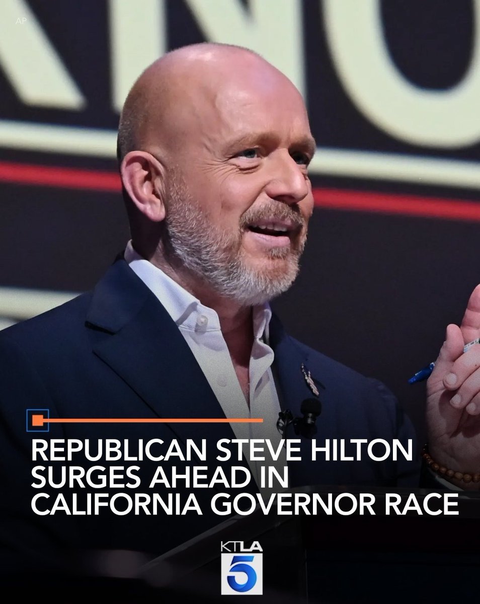 KTLA's tweet image. A new frontrunner has emerged in California’s wide-open race for governor. ktla.com/news/politics/…