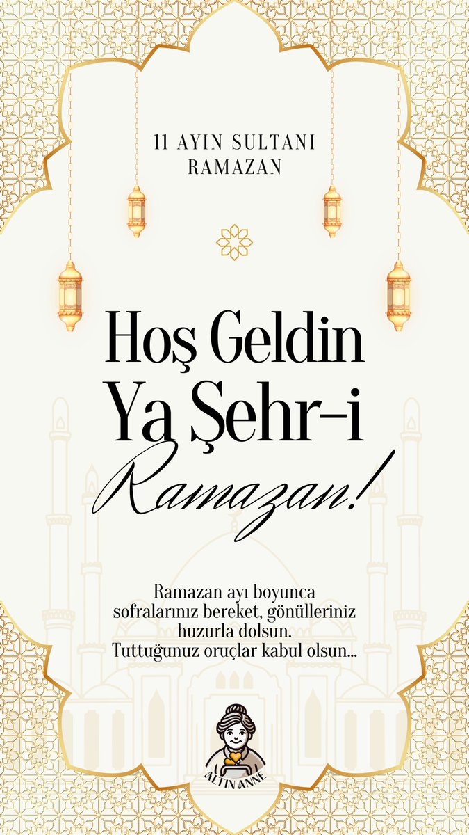 altinanne's tweet photo. 11 ayın sultanı Ramazan’ın bereketi, huzuru ve paylaşmanın güzelliği sofralarınıza dolsun. Duaların kabul, gönüllerin bir olduğu nice güzel iftar sofralarına… 🌙
Hoş geldin Ya Şehr-i Ramazan. https://t.co/ce2peAvZD1