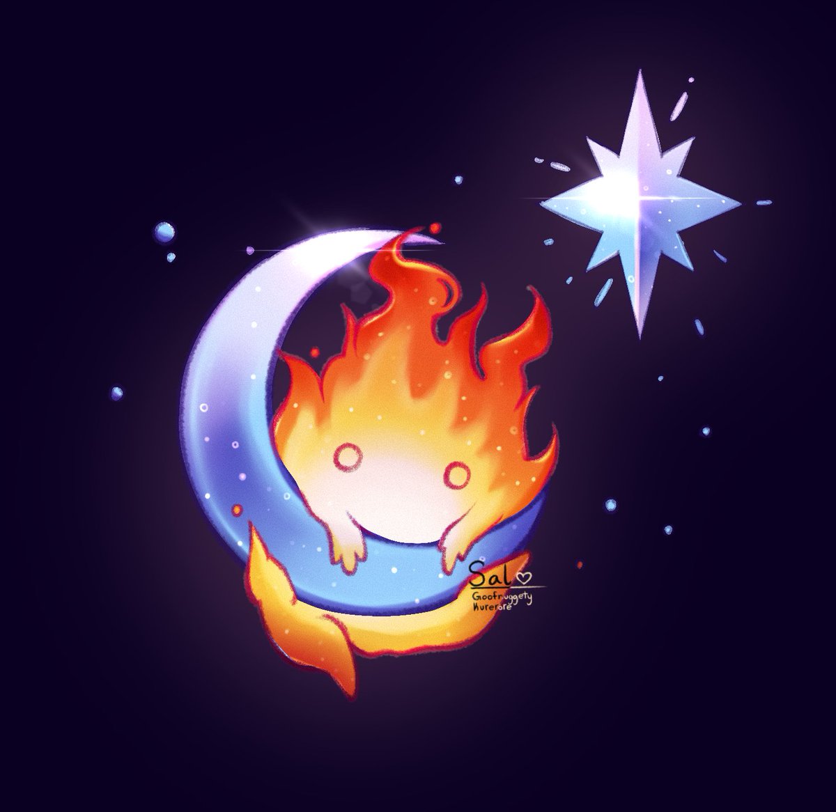 Goofnuggety's tweet photo. cute little fire spirit i made, im not sure if its calcifer but im very pleased with how it turned out https://t.co/bFQ0ONZL3l
