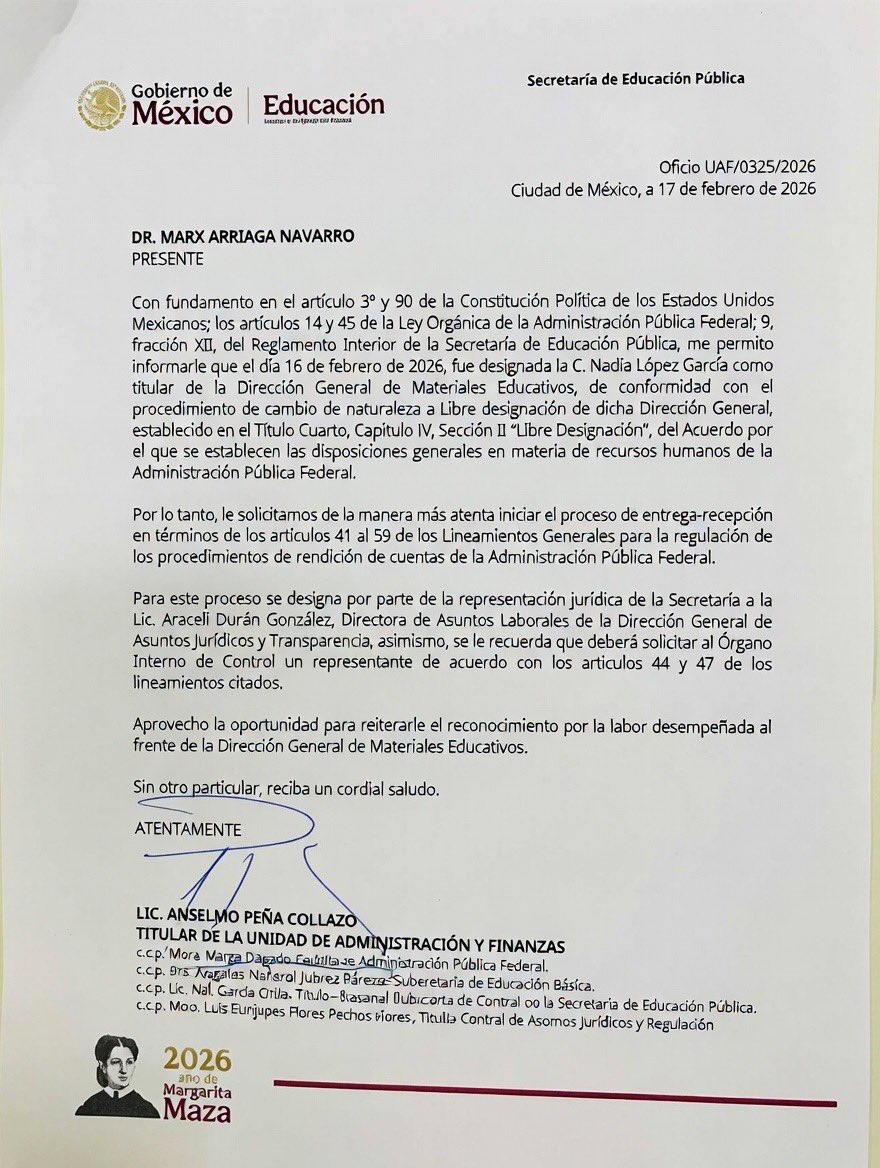 Ramiro_Escoto's tweet photo. #NotaDelDia aquí está el oficio de la @SEP_mx que hace aún más oficial la salida de @MarxArriaga de la oficina en la que se mantuvo atrincherado por 100 horas. https://t.co/KBewfXCJJH
