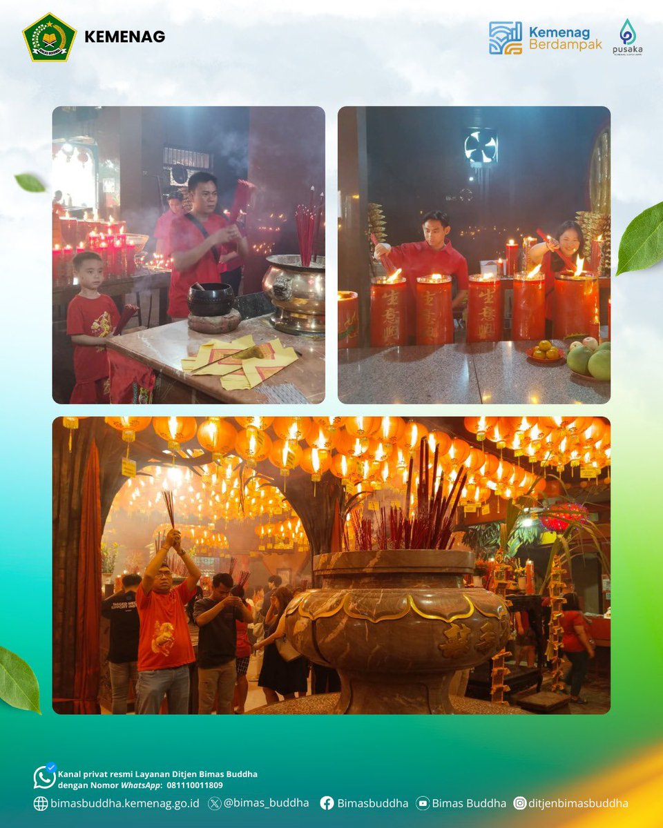 Hai #SahabatReligi
 Sambut Imlek 2026, umat di Kota Tangerang memanjatkan doa penuh khidmat, di antaranya di Vihara Nimmala dan Vihara Tso Su Kong. Tahun Kuda dimaknai sebagai semangat, ketangguhan, dan keberanian memperbarui tekad demi kehidupan yang lebih baik.

#BimasBuddha