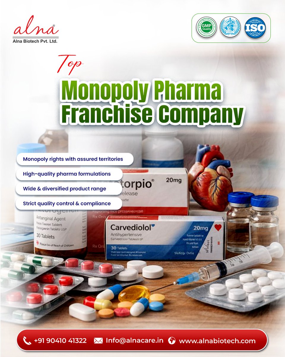 alnabiotech's tweet photo. Looking to grow your pharma business with complete market control? 💊🚀
Partner with a Top Monopoly Pharma Franchise Company offering exclusive territory rights, WHO-GMP certified products, a wide product portfolio, and strong promotional support. https://t.co/9NqXUxM9Q1