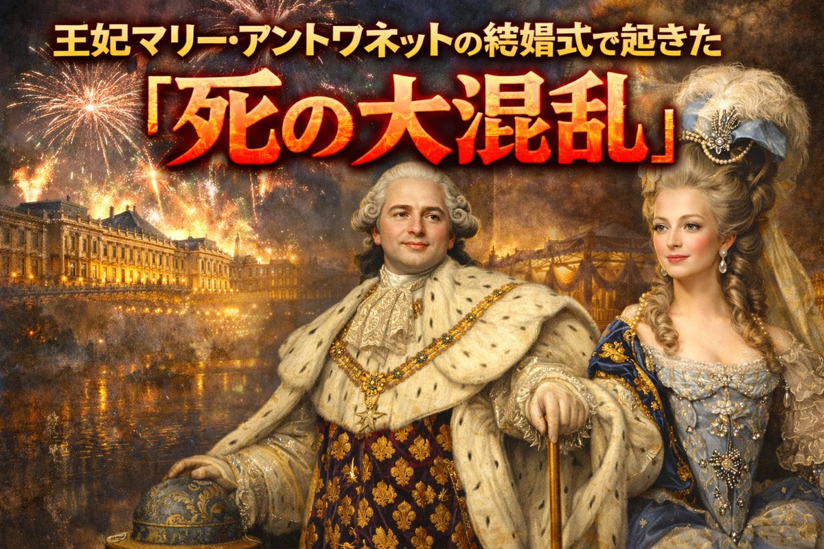🇫🇷花火の夜に起きた悲劇
王家の結婚式の裏側

「大窒息」または「大混乱」と呼ばれる出来事は、ルイ＝オーギュスト（のちのルイ16世）とマリー・アントワネットの結婚に関連して起きた、とても悲しい事故のひとつです。 ただし、結婚式当日ではなく、その後に続いた祝祭の中で起こりました。