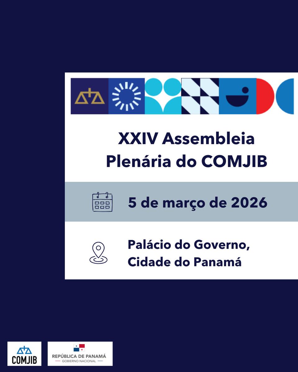 <a href="/MinGobPma/">Ministerio de Gobierno de Panamá</a> <a href="/EnriquegilbGil/">Enrique Gil Botero</a> 📅 Dia 5 de março, Ministras e Ministros da Justiça da Ibero-América se encontram no Panamá na XXIV Assembleia Plenária da COMJIB.

15 países confirmados.

⏳ Faltam 2 semanas.