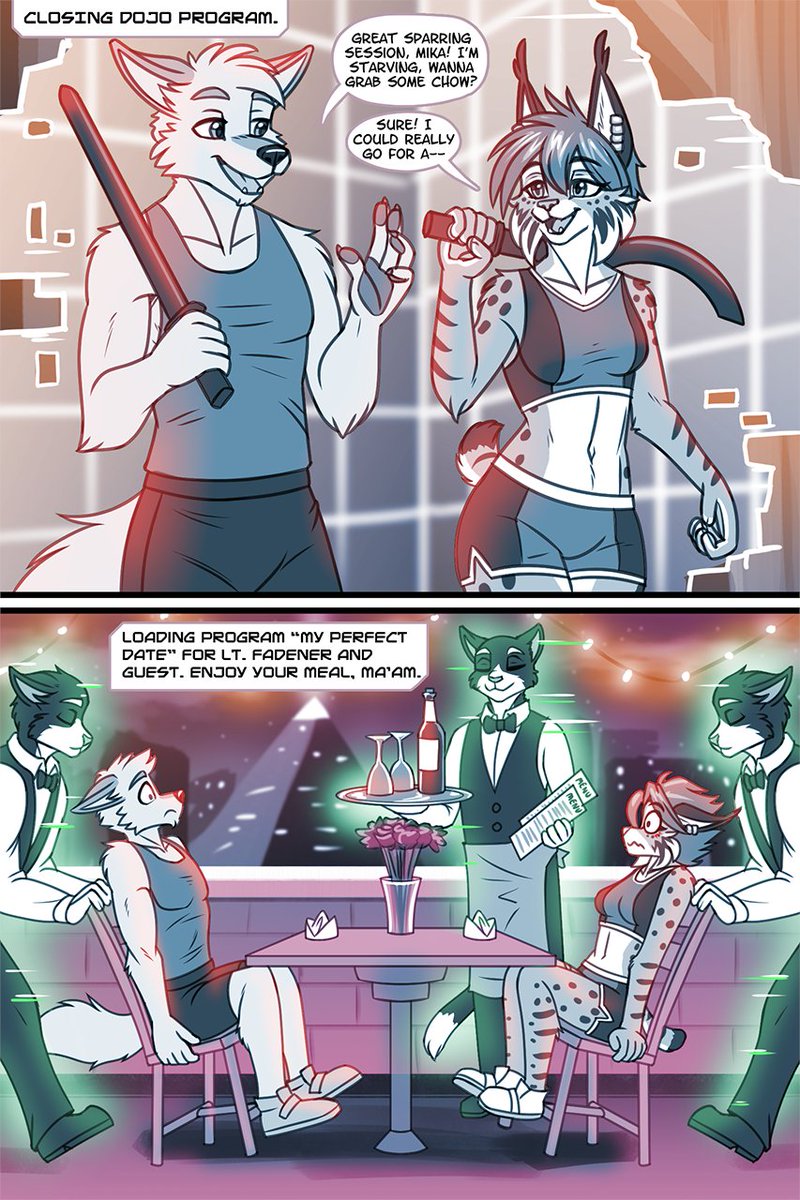 HeresyArtCat's tweet photo. Another "What if the Ragnarok's Herald had a holodeck" pic. Be careful what you say when the computer is listening, Mika! #LancerComic #Art https://t.co/DmpVWjW8SM