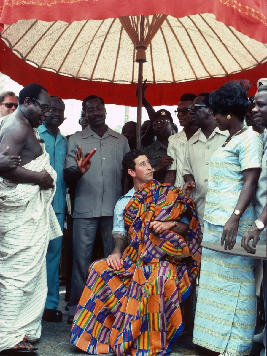 HRH King Charles III wearing FUGU during his state visit to Ghana in March 1977.
