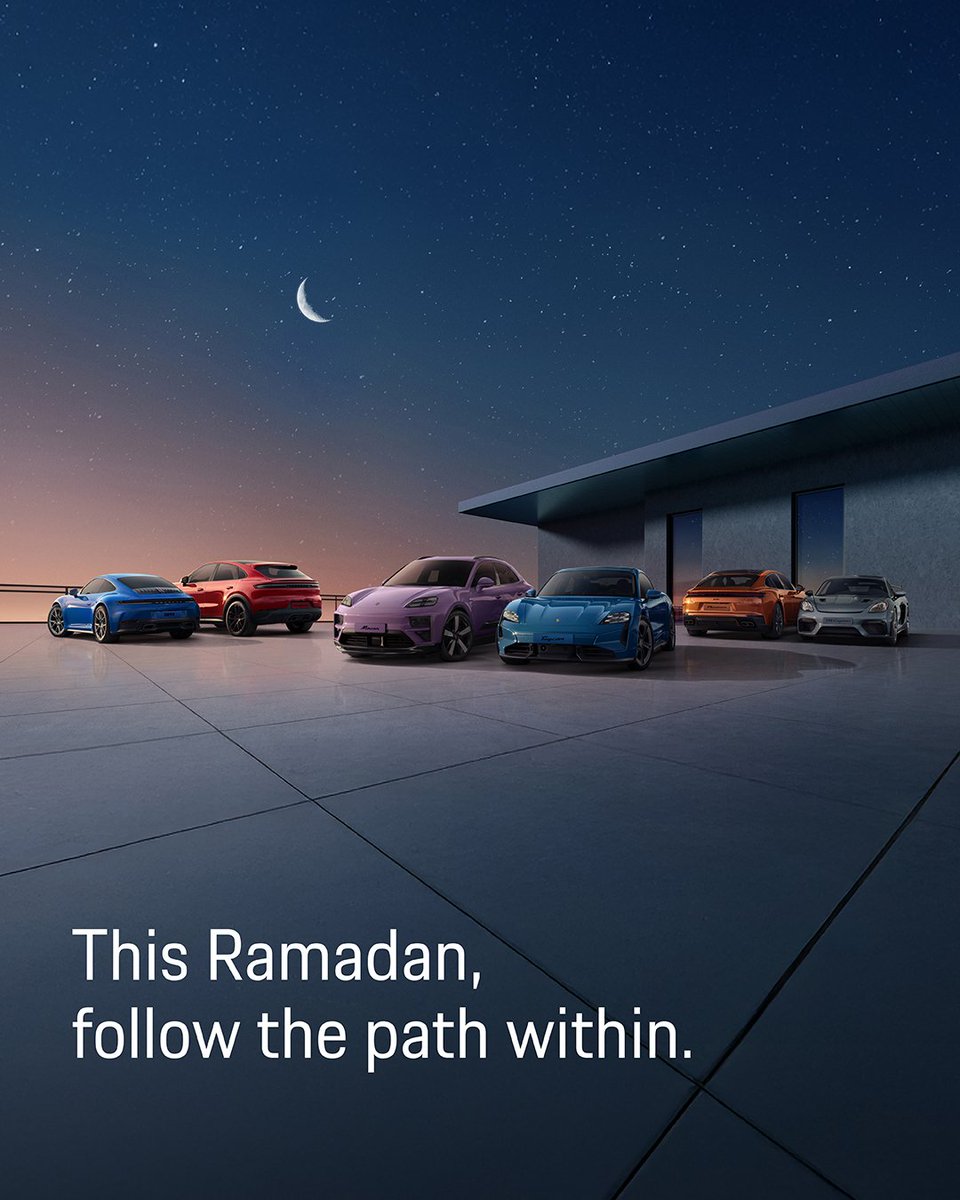PorscheBeirut's tweet photo. The greatest journeys start from within. In this Holy month of reflection, may peace be your guide and purpose steer you forward. Drive your dream Porsche today.

#RamadanMubarak.

#Porsche #NoSubstitute #Lebanon https://t.co/wuRfKGKicL
