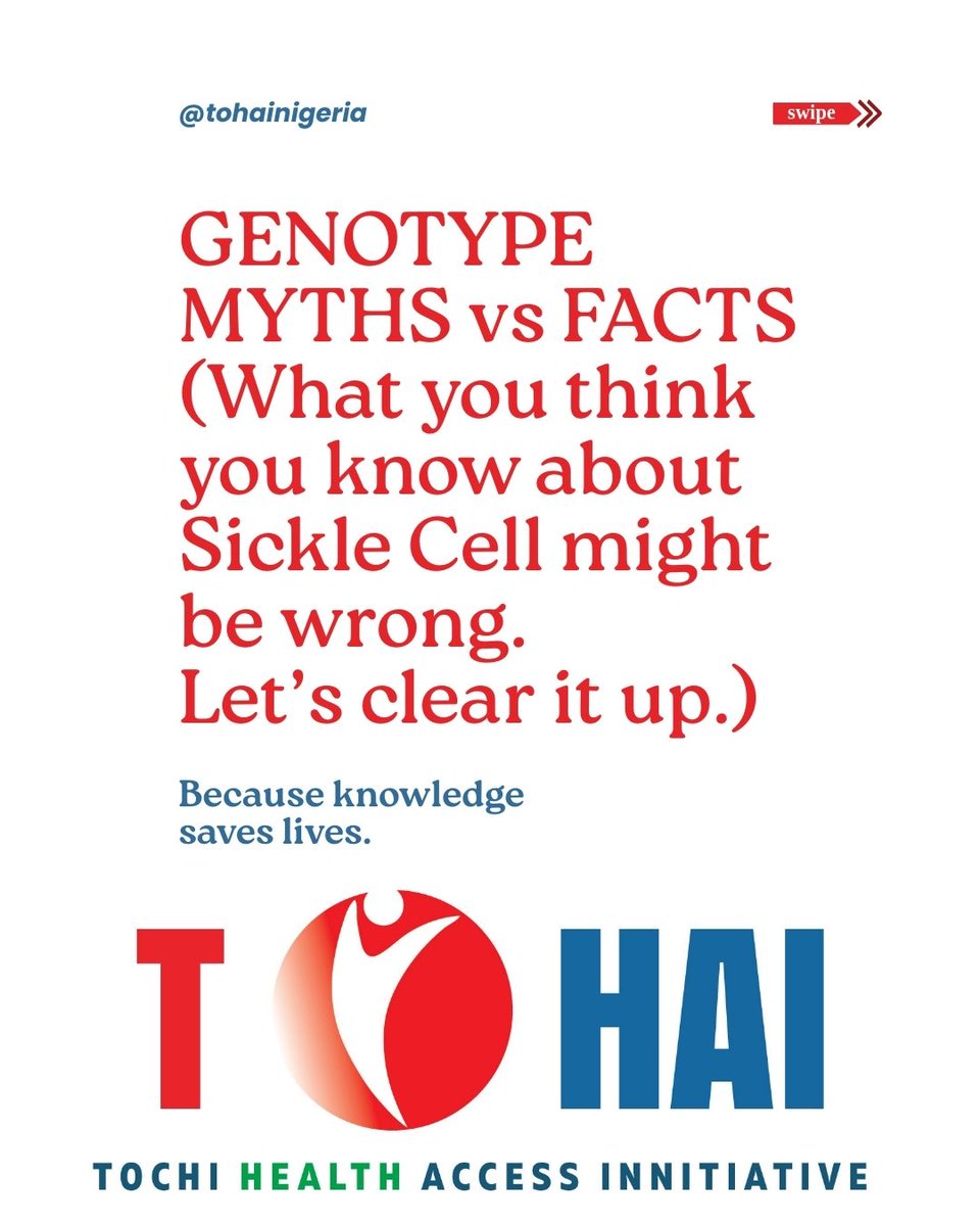 tohai_nigeria's tweet photo. Genotype myths are still costing lives in Nigeria.

Let’s clear up some common misconceptions. 🧵 https://t.co/PnLUuLSRaw