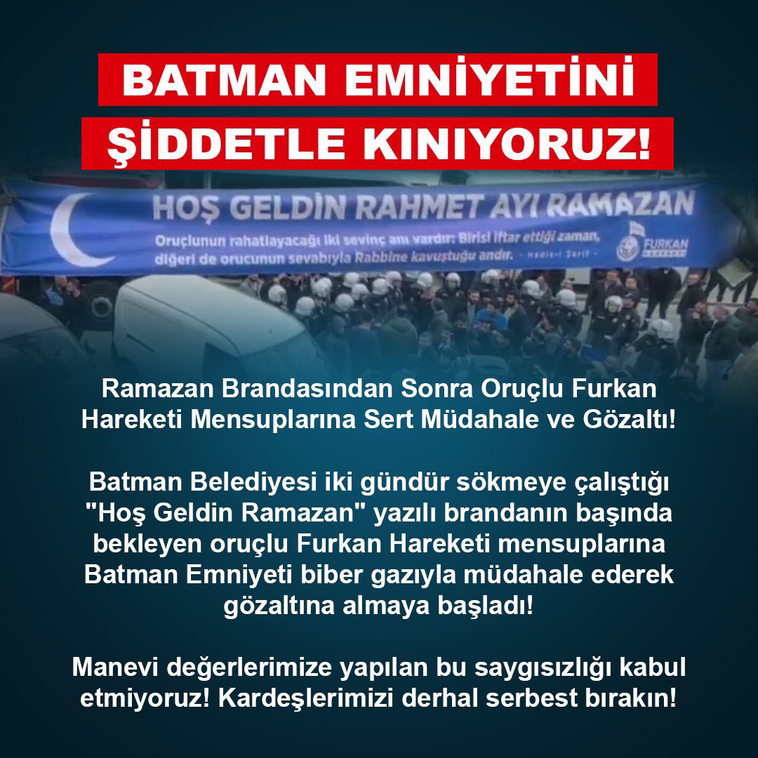 Kardeşlerimizi derhal serbest bırakın! 

RamazanBrandasına SertMüdahale
#BatmanEmniyeti