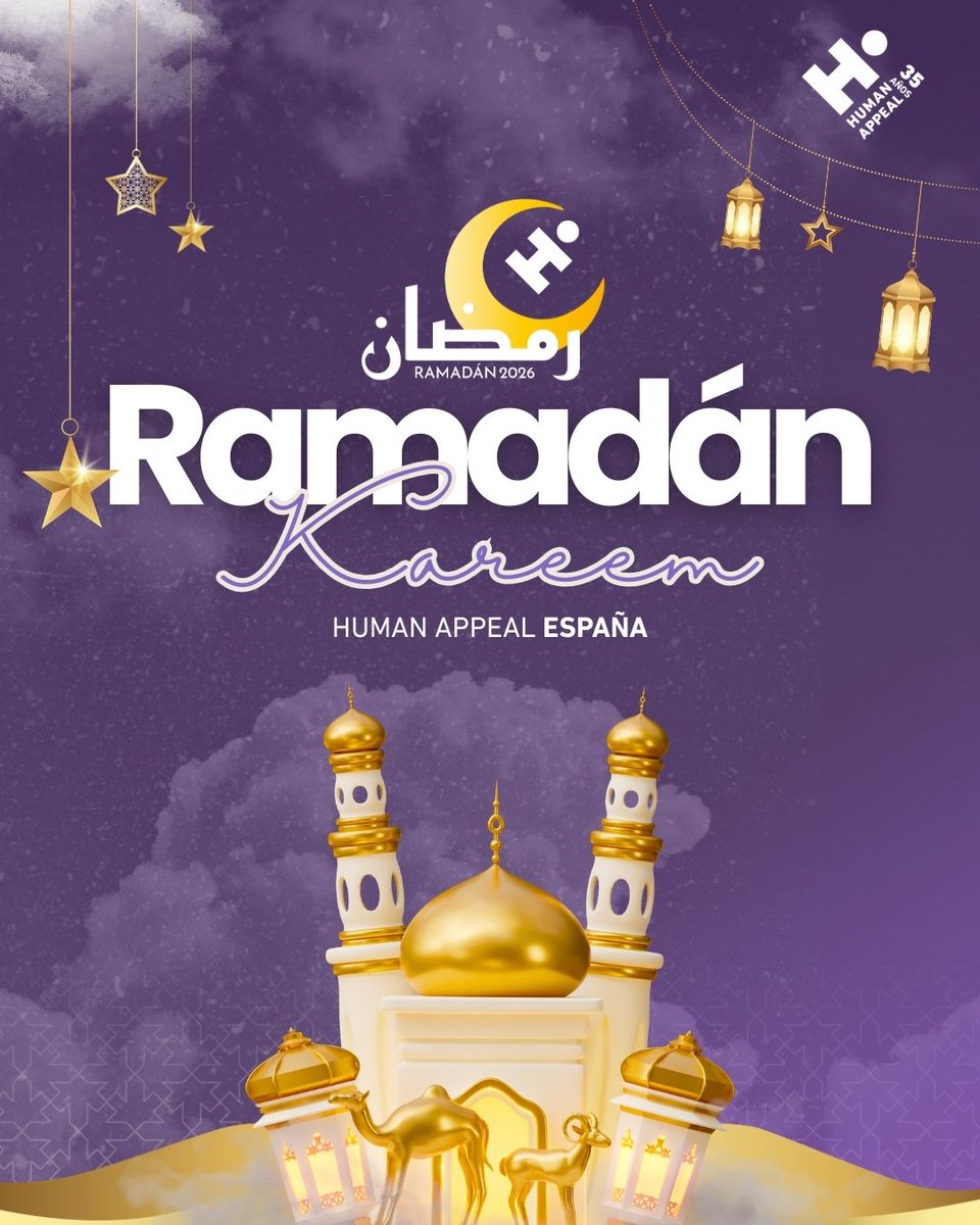 HumanAppeal_ES's tweet photo. .#RamadánMubarak ✨
Que este Mes Sagrado nos inspire a compartir, a abrir nuestro corazón y a multiplicar bendiciones. Cada gesto de generosidad cuenta, cada buena acción provoca esperanza y consigue hasanat. Que puedas alcanzar todos tus objetivos este #Ramadan2026, Inshallah. https://t.co/jowrmnTGmh