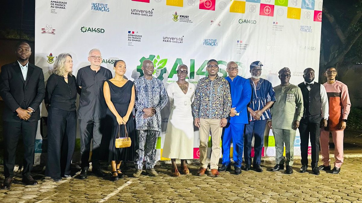 GAECGH's tweet photo. The Director General of the Ghana Atomic Energy Commission, Prof. Samuel Boakye Dampare, joined his team at a cocktail dinner and exhibition hosted by the French Embassy in Ghana to mark one year of the AI4SD initiative at Alliance Française Accra.
#AI4SD #GAEC #Innovation https://t.co/5Ye199Pvjn